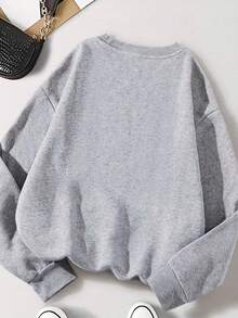 Women's Long Sleeve Sweatshirt Pom Mom Pomeranian Dog Print Casual Wear For Dog Lovers And Pet Owners - 灰色 - 查看 3