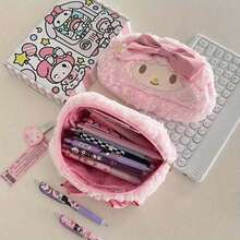 1-Piece Set, Cute Fluffy Pencil Case, Bow Storage Bag - High-Capacity Soft Pencil Case, Ideal For Desktop Accessories, Gift Giving, Essential For Students And Office Use. Back To School, Back To School, School Supplies, Pencil Pouch, School Bag - 彩色 - 查看 8
