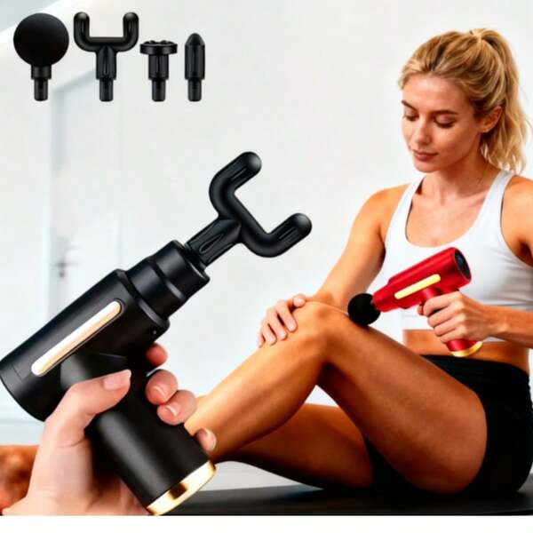 جهاز تدليك عضلي قوي - جهاز تدليك عميق للأنسجة القابل لإعادة الشحن مع 4 رؤوس/7 رؤوس للراحة الكاملة للجسم، أداة استرداد عضلي نهائية، بلاستيك عائلي الدرجة، يعمل بالشحن عبر USB