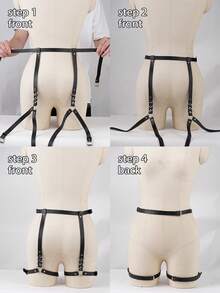 PU Leather Leg Harness And Butt Harness Sexy Leg Harness Leather Halloween Accessories Belt Adjustable - Black - View 9