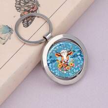 1pc Ox-Shaped Rotating Keychain, Zinc Alloy Pendant Charm Accessory