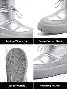 CAMEL CROWN Bread Snow Boots Mid-Tube Thick Sole Cold-Resistant Plus Velvet Thickened Cotton Shoes Women's Short Boots - Silver Gray - View 6