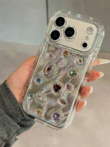 Ốp lưng bảo vệ chống rơi toàn diện cho nữ đính đá Rhinestone sang trọng nhiều màu sắc tương thích với iPhone 17, 16 Pro Max, 15 Pro, 14, 13 - Bạc - Xem 1