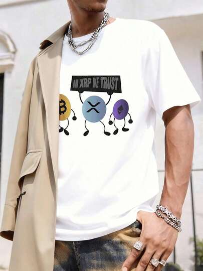 Krypto Bitcoin XRP Sommer-T-Shirt mit Grafikprint, lässig, atmungsaktiv, Kunstdruck