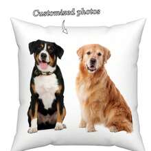 1pc Customizable Name Text Photo Portrait Landscape Nature DIY Throw Pillow Cover, Family Couple Kids Pet Friend Single-Sided Printed Cushion Cover For Living Room Sofa Bedroom, Suitable For All Seasons, No Pillow Insert, Christmas Gift Supplies