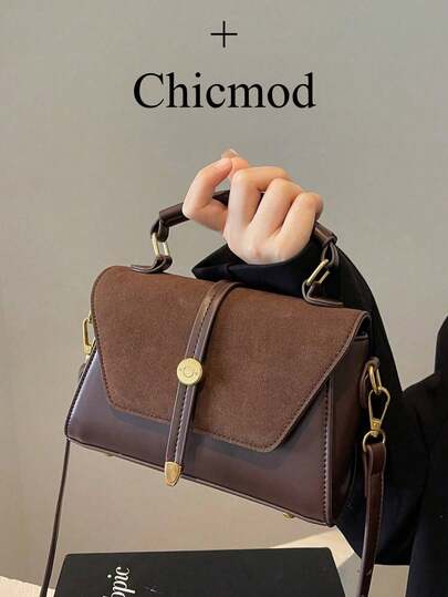 2025 New Suede & PU Leather Mini Square Shoulder Bag, Coffee Brown Color, Retro Style, Suitable For Daily Use, Dating, Gifts, Shopping, Wallet, Office, College, Work, Business, Commuting, Outdoor Activities, Travel, New Autumn And Winter Women Bag, Best Fall Purse, Newest Fashionable Suede Bag For Women, Perfectly Matching With Fall Outfits Women Fall Clothes For Women