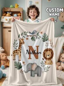 1pc Personalized Blanket, Lightweight Throw Blanket, Birthday, Cozy Earth Tones, Gift, Decor, Heirloom Quality - Multicolor - View 9