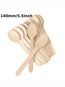 50/100支装，140毫米一次性木勺，5.5英寸。非常适合派对、露营、旅行、家庭聚餐、圣诞节和感恩节。一次性勺子、节日派对勺、一次性汤匙、一次性冰淇淋勺、一次性甜点勺、一次性餐具、一次性勺子、餐饮、一次性餐具、迷你勺、一次性餐具、冰淇淋棒、小勺、甜点勺、一次性餐桌勺。