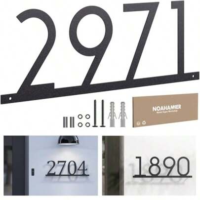 Modern House Numbers For Outside Personalized Custom Metal Address Siqns For Houses 5-9 Inch Large Number Address Plaque With Floating Screw Kit 911 Visibility Address Numbers For House