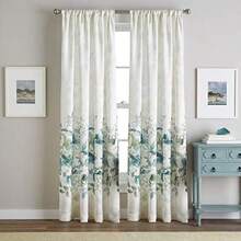 CHF Panel de Cortina Individual con Estampado Floral de Acuarela, Bolsillo para Barra, 84 Pulgadas,(Aqua 127An x 213.4Al cm (1 Paneles)) - Multicolor - Ver 2