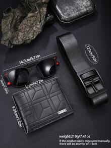 3pcs Fashion Casual Stylish Business Men's Belt Set + Glasses + Wallet, Suitable For Daily Outings, Great For Graduation, Thanksgiving, Father's Day, Birthday, Christmas Gifts - Multicolor - View 6