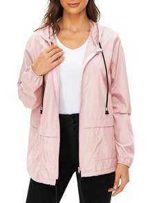 Packable Waterproof Lightweight Women's Rain Jackets With Hood Windbreaker - Z Pink - View 7