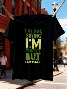 Camiseta vegana con gráficos para hombre, tejido casual de primera calidad, diseño gráfico, informal, transpirable, nuevo lanzamiento. - Negro - Ver 2