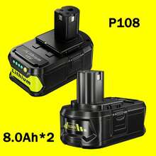 1PCS 2PCS 4PCS | 8.0Ah High Capacity Replacement For Ryobi 18v Battery, Compatible With Ryobi 18Volts System Cordless Power Tools And Charger - 黑色 - 查看 9