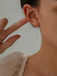 Nooxian 1对女士耳环，金色简约星爆铜质微镶嵌立方氧化锆奢华流苏耳环，耳钉首饰礼品 - 金黃色 - 查看 5