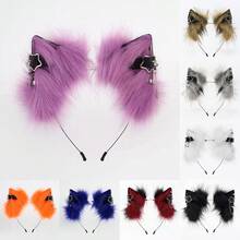 Handmade Realistic Animal Ear Headband Plush Cat Ear Metal Punk Chain Cosplay Comic Exhibition Prop Headwear Ears European And American Style - 深灰 - 查看 5