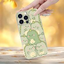 Bonita funda para teléfono Dino Friends Compatible con fundas para teléfonos   17  16 Pro Max  15 Pro Max  13 y  12 Fabricada en material TPU, proporciona protección contra golpes y caídas Es un gran regalo para familiares, amigos, novios, novias, otoño, Día de Muertos y Halloween - transparente - Ver 3