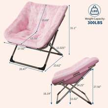 Silla cómoda para Adultos, sillas Plegables de Sala de Estar, Suave Piel sintética Plegable para recámara, Sala de Estar, recámara, Silla de Lectura Flexible para Adolescentes (1, Gris, XL) - Rosa - Ver 3