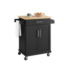 Carrito de almacenamiento cocina con clóset de almacenamiento y cajones para comedor, mueble dual con espacio cerrado y cajoneras, ideal para guardar vajilla, despensa y accesorios de mesa, recomendado para ahorrar espacio y mantener organización. - Negro - Ver 5