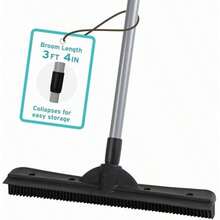 Evriholder FURemover escoba con espátula y cepillo de pelusa, hecho de hule natural, multisuperficie y eliminación de pelo de mascotas, mango telescópico que se extiende de 91.50 cm pies a 183.00 cm, Cepillo compacto, Gris/Negro, 1(Compact FURemover Broom) - Multicolor - Ver 2