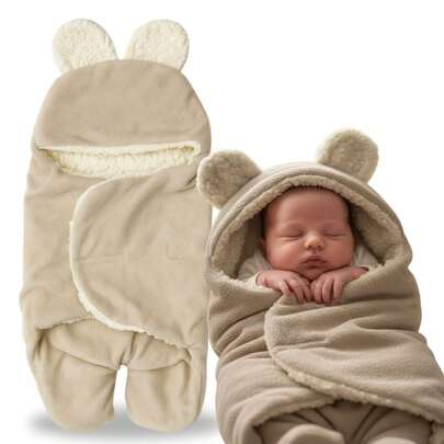 Saco de Dormir Para Bebe Cobertor Soft Sherpa Orelha Enxoval Menina Menino