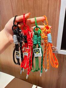 Series Woven Rope Pendant Plush Doll Nylon Lanyard, Ins Style Keychain, Carabiner, Bag Charm, Gift - Multicolor - View 3