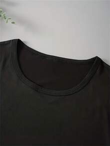 Camiseta Estampada Con Letras, Top Casual De Cuello Redondo Y Manga Corta Para Primavera Y Verano, Ropa De Mujer - Oscuro - Ver 2