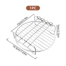 1 pezzo Griglia in acciaio inossidabile per friggitrice ad aria con spiedini, accessorio rettangolare per friggitrice ad aria adatto per cottura, arrostimento, forno e lavastoviglie, barbecue all'aperto, griglia quadrata per friggitrice ad aria, supporto in acciaio al carbonio per grigliare - - - Visualizzare 8