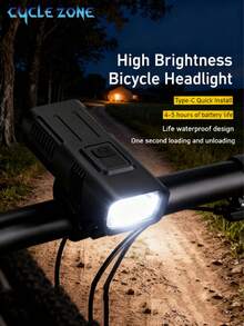 Bicycle Light, Super Bright Dual Lights, Type-C Rechargeable, 3 Lighting Modes, Digital Battery Display, Outdoor Cycling Lighting Tool, Mountain Bike Light - Multicolor - View 1