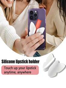 1 pieza Estuche de teléfono con brillo de labios, Estuche de teléfono con soporte para lápiz labial - Brillo de labios rosa y almacenamiento de lápiz labial, Accesorio de estuche de teléfono magnético portátil con soporte para lápiz labial, compatible con teléfonos inteligentes. - Multicolor - Ver 4
