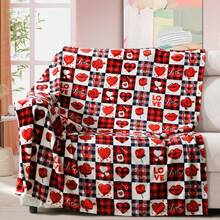 Valentine's Day Blanket - A Valentine's Day Gift Blanket For Mom Or Wife - Red Patterned Throw Pillow For The Sofa Or Bed - Decorative Checkered Blanket - Super Comfortable