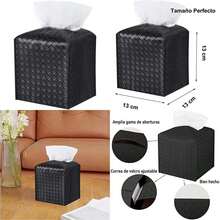 Caja de Pañuelos Cuero PU, Dispensador de Toallas Papel, Dispensador de Toallitas Sanitas, Caja Almacenamiento Pañueloscon para Dormitorio del BañO de la Oficina en el Hogar Cocina ()(Negro) - Multicolor - Ver 1