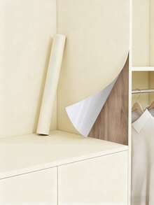 1roll White Textured Wallpaper Stick And Peel Modern Self Adhesive Contact Paper For Walls Ceiling Cabinet Bedroom Bathroom Waterproof Prepasted Texture Wall Paper Cream Accent Vinyl - Multicolor - View 4