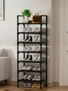 1pc Black Small Shoe Rack, 45cm Wide, Space-Saving, Minimalist Dust-Proof, Sturdy, Fashionable, Easy To Assemble And Disassemble, Portable, Suitable For Living Room, Bedroom, Entryway, Office, Home, Multi-Tier Storage, Holiday Gift, Christmas Gift - Multicolor - View 17