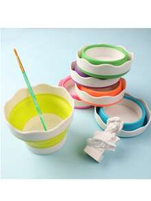 1 Stück Mini faltbarer Silikon Farbeimer, Aquarellpinsel Waschbecher, Mehrzweck Kunstbedarf - Verschiedenfarbig - Übersicht 3