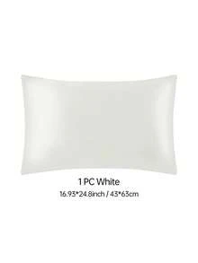 1pc Premium Satin Pillowcase (Pillow Insert Not Included), Soft & Breathable, Wrinkle-Resistant, Gentle On Hair & Skin, Machine Washable, Oeko-Tex Certified, White - White - View 5