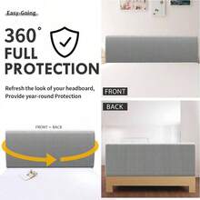 - Funda elstica para cabecero de cama, pequea funda cuadrada de jacquard, a prueba de polvo para recmara matrimonial, gris claro - Doble + Gris,claro - Ver 4