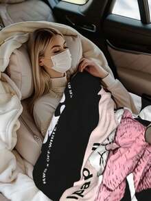 Kawss Merch Kawaii Kaw Blanket For Men Women Warm Cozy Fluffy Throw Blankets For Bed - màu đen - Xem 4