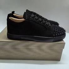 Men's Rivet Red Sole Couple's Casual Low-Top Versatile Lace-Up Sneakers Lightweight Non-Slip BreathableSoft Sole, Suitable Casual, Sports,Running,Stage, Party, All Season,Y2k Style - 黑色絨面 - 查看 4