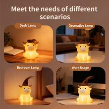 Highland Cow Decor Night Light, Rechargeable And Dimmable Soft Farm Animal Highland Cattle Lamp With Soft Touch,Novelty Highland Cow Party Favors Cute Gifts For Adults Boys Girls Women Men - 高地牛夜燈 - 查看 3