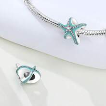 CYCUFF 1件镀银海洋生物吊坠，包含海豚、鲸鱼和海星图案，适合DIY手链、项链等饰品制作，是生日或女士礼物的绝佳选择。 - 彩色 - 查看 9