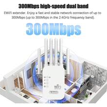 Extensor de WiFi, amplificador de señal inalámbrica de 300Mbps a 2.4GHz, cobertura de hasta 1500m², con puerto LAN/WAN, modo de punto de acceso, repetidor de rango extensor de WiFi para el hogar - Enchufe EU Tipo C(220-240V) - Ver 2