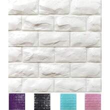30PCS 3D Wall Panels Peel And Stick Faux Brick Wallpaper Pink Self Adhesive Foam Brick Paneling Faux Stone Wall Panels 30PCS, Pink - 11件+白色 - 查看 1