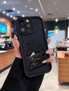 Funda para teléfono para fanáticos de las motocicletas, compatible con teléfonos ,  17,  16 Pro Max,  15 Pro Max,  13 y  12. Fabricada en TPU, ofrece protección contra golpes y caídas. Un regalo ideal para familiares, amigos, parejas, Día de Muertos y Halloween. - Negro - Ver 1