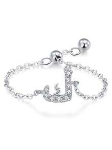 1 pièce Bague réglable minimaliste en lettre arabe en argent sterling 925, cadeau élégant pour les femmes pour le mariage, l'anniversaire, la fête des mères - Argent - Voir 29