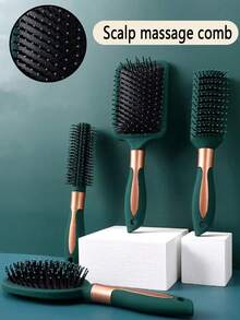 4pcs Set - 1 Pointed Tail Comb, Massage Comb, Air Cushion Comb, Styling Comb, Multi-Functional Combs, Wide-Tooth Comb, Curling Comb, Straight Comb, Anti-Static Massage Device, Grooming Brush, Plastic Hair Brush, Suitable For Thick/Curly/Fine/Long/Short Hair, For Men & Women, Practical Hair Care SPA Massage Brush, Home Use Curling Comb, Body Care, Travel, Outdoor, Sports, Office, School, Hair Clips, Hair Accessories - Gilded - View 9