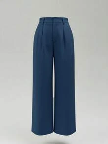 Quần tây nữ cạp cao kiểu vintage SMILE CHIC, phù hợp cho mùa xuân/hè, dáng rộng thoải mái, chất liệu vải mềm mại, thoáng khí, ống đứng, ống rộng, thích hợp mặc đi làm hàng ngày. - Màu xanh ngọc - Xem 6