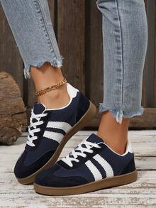 Women's Retro Casual Sports Running Shoes, Flat Sneakers, Vulcanized Shoes, Platform Sports Shoes, Pink Shoes With Rubber Soles Providing Eternal Style, High Comfort, Essential For Ladies - Black - View 2