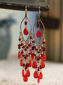 1 Cặp hoa tai tua rua hình giọt nước bằng nhựa Barroque phong cách Bohemian dành cho nữ - kỳ lạ - Xem 9