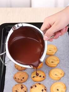 1pc/2pcs BAIJL Stainless Steel Chocolate Melting Pot, Home Use Cheese Butter Heating And Melting Bowl, Kitchen Baking Tools, Outdoor Camping - Multicolor - View 3